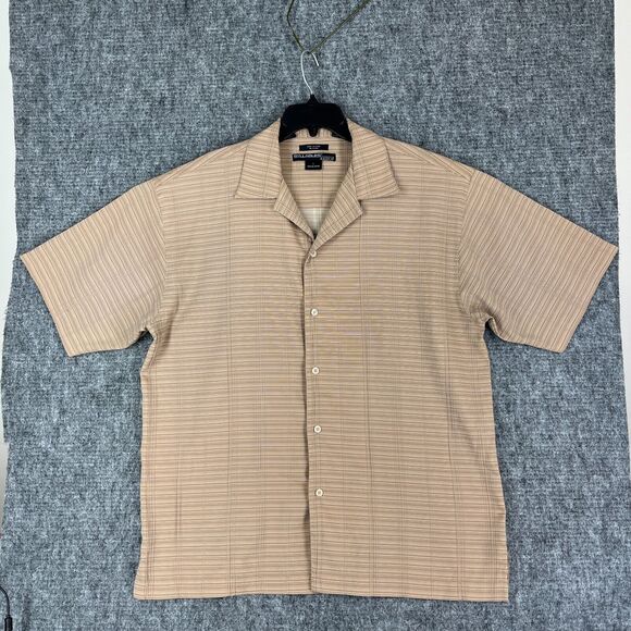 Syllables System Shirt Large Mens Basic Resort Casual Button-Down Short-Sleeve - Picture 1 of 9